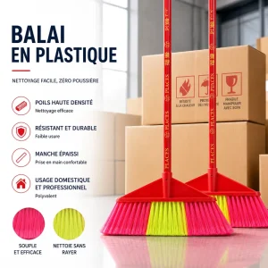 Durable Five Rows Bristles Floor Broom Factory Price Long Handle Dust Removal Sweeping Brush for Indoor Outdoor Use