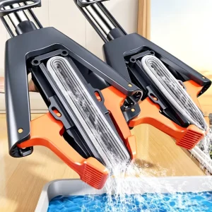Durable Household Sponge Mop Hands Free Press Water Draining Wet Dry All Surface Mop For Home Daily Cleaning