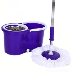 Durable Microfiber for and Bucket Set with Telescopic Pole Self Wringer Wet Dry Home Floor Cleaning 360 Rotating Mop