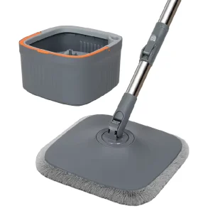 Durable Spin Magic Flat Lazy Mop Steel Microfiber 360 Rotatable Adjustable Self Wringer Cleaning Floor Mop Bucket Set