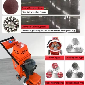 Dustless 350mm Concrete Floor Grinder Machine with 4kW Motor and High Pressure External Turbo Vacuum Cleaner for Epoxy