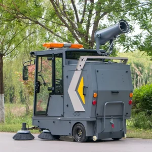 E-8 G26 Ride-On Electric Road Sweeper with Vacuum Floor Cleaner, Double Dustbin, and Battery Power