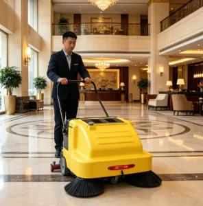 E01 Commercial Floor Sweeping Machine with Water Spray System for Logistics Centers and Warehouses