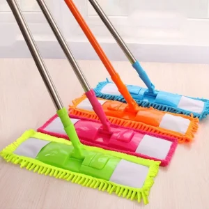 Easy Microfiber Floor Cleaner Mop Retractable Chenille Fabric Durable Floor Flat Dust Mops for