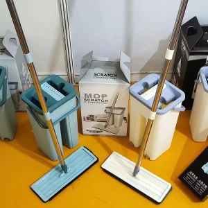 Easy to Use Wet Dry Separate Hand Free Swivel Handle Floor Cleaning Microfiber Mop 360 Flat Mop with Bucket Set