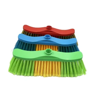 Eco-Friendly Broom Head and Dustpan Set with Handle and Medium Bristles for Floors, Outdoors and Toilets