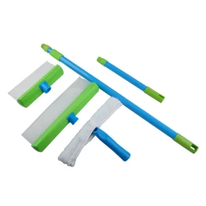Eco-Friendly Flexible Silicone Window Squeegee with Metal Telescopic Handle Cleaning Kit