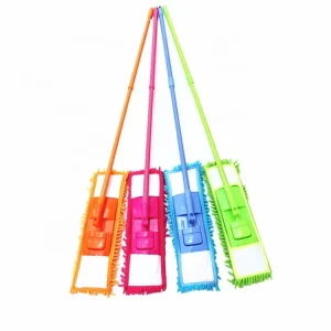 Eco-Friendly Lightweight Long Telescopic Iron-Handle Mop with High Absorption and Sliding Wringing