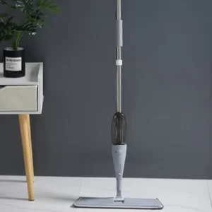 Eco-Friendly Microfiber Flat Mop with Cleaning Spray Bottle and Plastic Basket for Indoor Floor Cleaning