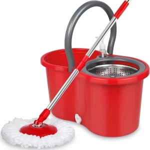 Eco-Friendly Spin Mop and Bucket Set with Microfiber Squeeze Mop for Bathroom and Floor Cleaning