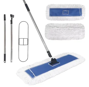 Cotton Wet Flat Dust Mop with Stainless Steel Handle and Mop Refill