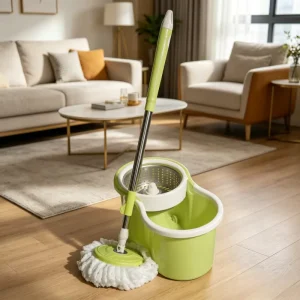 Eight-Character Stainless Steel Microfiber Mop and Bucket Set with Hands-Free Hand-Press Mop