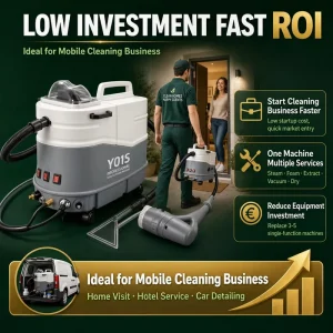 Electric 145 Steam Carpet Cleaning Machine with Foam Spray Extraction for Fabric, Sofas, and Upholstery
