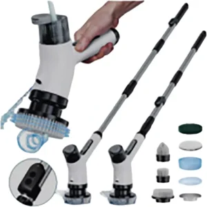 Electric Bathroom Toilet Cleaning Brush with Stainless Steel Handle and Nylon Brush Portable Design