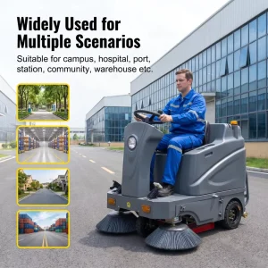 Electric Battery-Powered 48V 800W Ride-On Industrial Street and Floor Sweeper