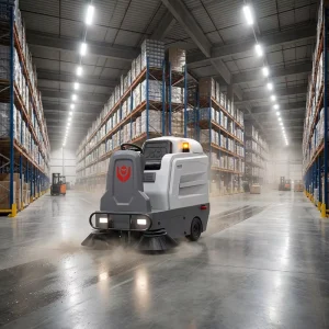 Electric Brush Cleaning Industrial Ride On Road Sweeper 1200mm with Dust Control for Warehouse and Outdoor Parking