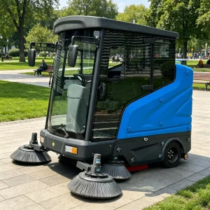 Electric Closed Cab Floor Sweeper Driving Type Street Cleaning Machine Road Sweeper for Factory Warehouse