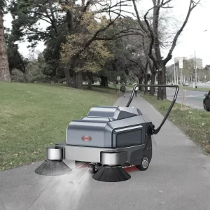 Electric Cordless Concrete Floor Sweeper with Plastic Broom