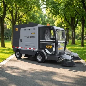 Electric Enclosed Cab Road Sweeper Truck 4 Wheel Large Capacity Sanitation Cleaning Vehicle for Municipal Urban Street Cleaning