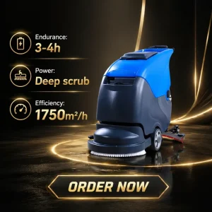 Electric Floor Scrubber Machine for Hotels with CIP Cleaning 550W Motor Scrubbing Absorbing Function