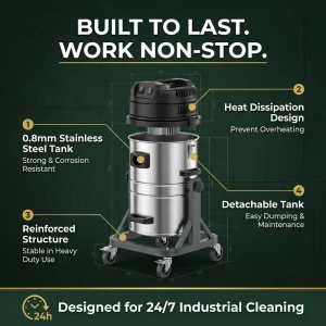 Electric Industrial Vacuum Cleaner 3 Motor HEPA Dust Extractor for CNC Grinding Construction Dust Collection Equipment