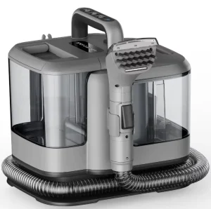 Electric Portable Handheld Fabric and Carpet Steam Cleaner with Canister and Wheels