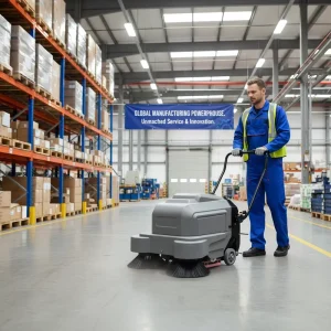 Electric Rechargeable 12V Walk Behind Automatic Gearbox Street Road Floor Sweeper with Wheels