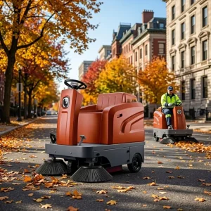 Electric Ride-On Commercial Road and Garage Floor Sweeper and Street Sweeper Machine