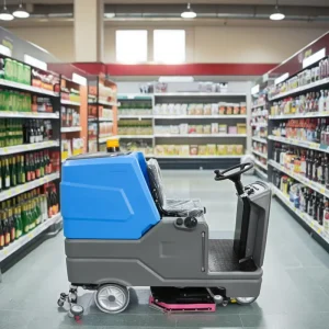 Electric Ride-On Industrial Floor Scrubber with Brush Motor and Side Brush