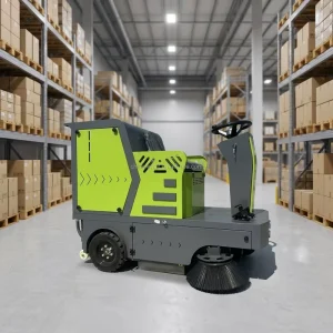 Electric Ride-On Industrial Sweeper Vehicle Self-Propelled 48V Battery for Garage Workshop Logistics Center