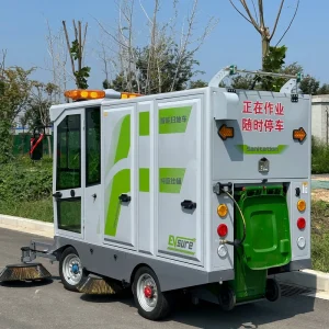 Electric Ride On Road Sweeper Machine Vacuum Floor Cleaning Equipment For Parking Lot Plaza And Garage