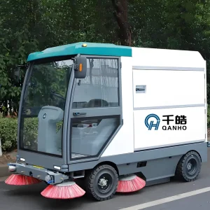 Electric Ride-On Street Sweeper with 4 Side Brushes and 220L Capacity