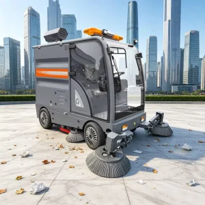 Electric Road Sweeper with Fully Enclosed Cabin for Street Cleaning