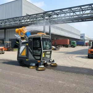 Electric Road Sweeper with Self-Dumping Dustbin, Cabin Type
