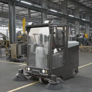 Electric Self-Propelled Ride-On Floor Sweeper, 48V 150Ah Battery, 42 Gal Hopper, 1200W, Descaling and Stripping
