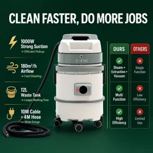 Electric Spray Extraction Carpet Cleaner Machine 2600W for Upholstery, Car Detailing, and Sofas, Stainless Steel