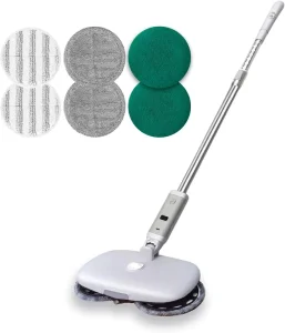 Electric Spray Mop with Removable Battery Box, Telescopic Pole, LED Headlight, and 260ml Water Tank