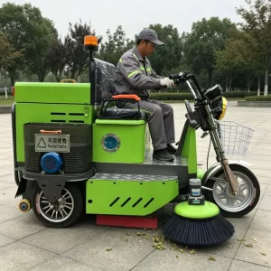 Electric Tricycle Ride on Street Sweeper 1500mm Industrial Floor Cleaning Sweeping Machine Outdoor