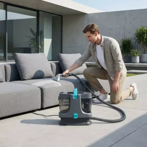 Electric Twin Heat Portable Carpet Cleaner Machine 60C Hot Water 100C Steam for Car Home Use Sofa Couch Mattress Curtain Rug