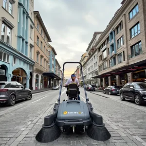 Electric Walk-Behind Brush Floor Sweeper for Home, Hotel, Printing Shop and Street Use