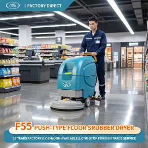 Electric Walk-Behind Floor Scrubber Burnishing Multi-Functional Hand-Push Disc Brush Cleaning Machine for Hard Floors