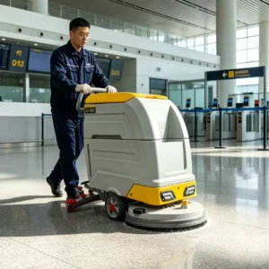 Electric Walk-Behind Floor Scrubber for Airports, Stations, and Railways