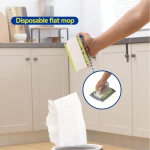 Ergonomic Handheld Clamping Wipe Holder with PP+ABS Mop Head and Plastic Pole for Office and Home Use
