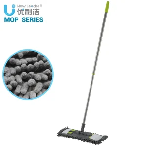 Extendable Flat Mop with Washable Replaceable Chenille Pad for Home Hotel Commercial Floor Cleaning