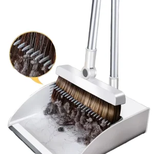 Extendable PET Bristle Broom with Aluminum Handle Dustpan and Mop Set for Home Office and Kitchen Floors