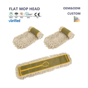 Extra-Large Dry Flat Mop with Absorbent Cotton Thread Mop Head for Commercial and Industrial Floor Cleaning