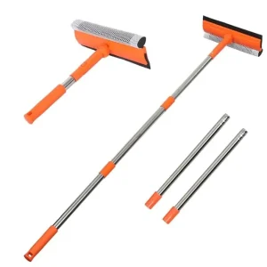 FF5165 2 in 1Window Washing Cleaner Glass Door Wiper Adjustable Length Squeegee Cleaning Scraper Spliced Poles Window Squeegee