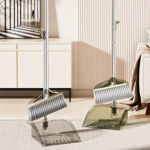FF5189 Home Kitchen Office Indoor Floor Broom and Dustpan Combo Set with Soft Bristles