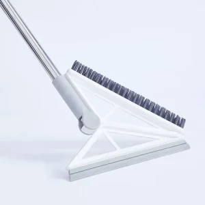 FF5572 2-in-1 Indoor Floor Dust Brush and Squeegee Adjustable Rubber Scraper Head Broom