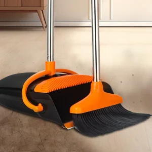 FF5759 Soft Bristle Floor Broom and Dustpan Set with Dustpan Teeth
